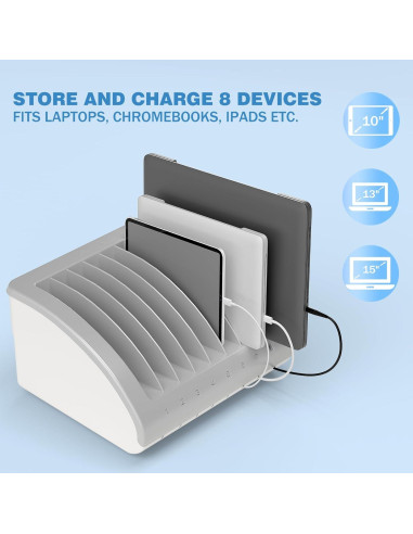 Estación de Carga Universal POCHAR para 8 Dispositivos - Ideal para Aulas y Oficinas