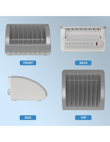 Estación de Carga Universal POCHAR para 8 Dispositivos - Ideal para Aulas y Oficinas