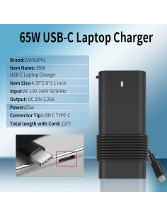 Cargador USB C 65W ZAYAUPVL para Laptop Dell XPS Latitude 2