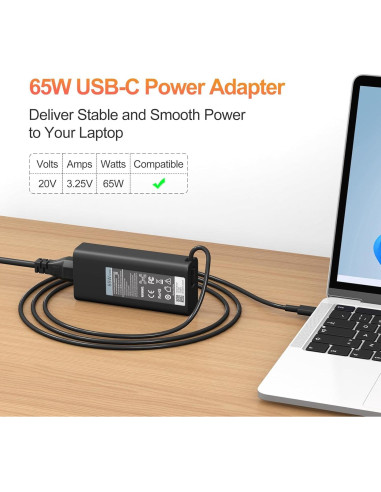 Cargador USB-C 65W Dell XPS 13 9250 9350 Latitude Inspiron