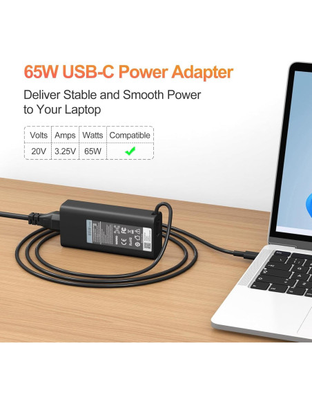 Cargador USB-C 65W Dell XPS 13 9250 9350 Latitude Inspiron