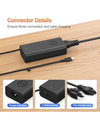 Cargador USB-C 65W Dell XPS 13 9250 9350 Latitude Inspiron