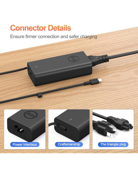Cargador USB-C 65W Dell XPS 13 9250 9350 Latitude Inspiron