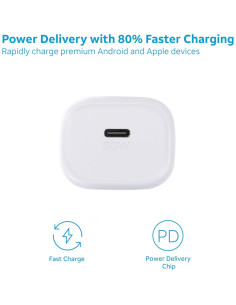 Cargador de pared USB-C AT&T 30W con carga rápida - Blanco 2