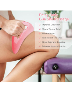 Masajeador Gua Sha AICNLY Grande Rosa Drenaje Linfático 2