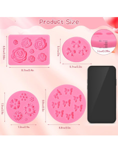 Moldes de Silicona para Chocolate Pimoys 4 Pcs Lazo y Flor 2