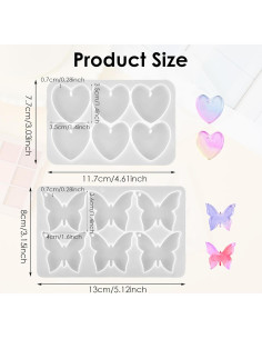 Moldes de Silicona FdcLixuvol para Joyería DIY - 2 Piezas Mariposa y Corazón 2