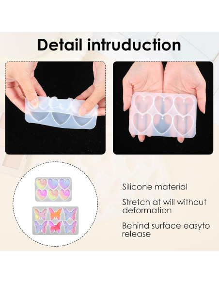 Moldes de Silicona FdcLixuvol para Joyería DIY - 2 Piezas Mariposa y Corazón