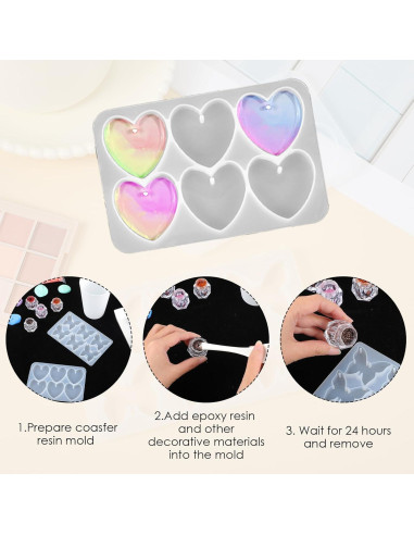 Moldes de Silicona FdcLixuvol para Joyería DIY - 2 Piezas Mariposa y Corazón