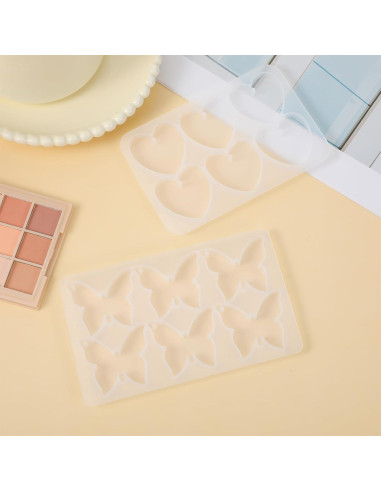 Moldes de Silicona FdcLixuvol para Joyería DIY - 2 Piezas Mariposa y Corazón