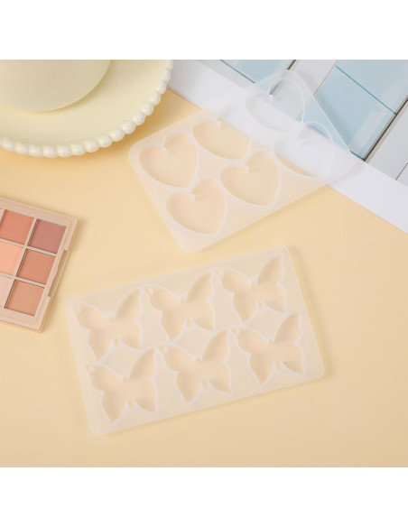 Moldes de Silicona FdcLixuvol para Joyería DIY - 2 Piezas Mariposa y Corazón