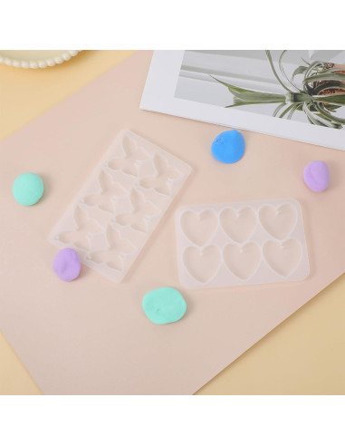 Moldes de Silicona FdcLixuvol para Joyería DIY - 2 Piezas Mariposa y Corazón