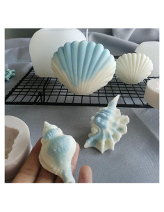 Molde de Silicona para Velas y Jabón ESEENS 4 Piezas Concha