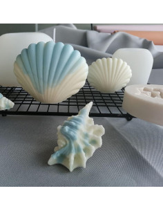 Molde de Silicona para Velas y Jabón ESEENS 4 Piezas Concha 2