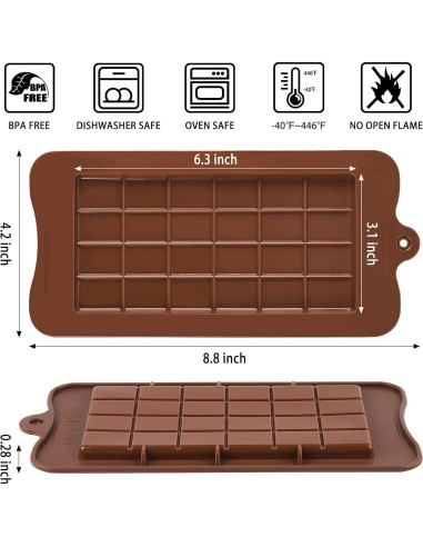 Moldes de Chocolate Silicona CLUEWR 4 Piezas Antiadherentes