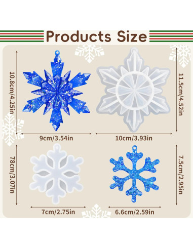 Set de 9 Moldes de Silicona Copo de Nieve ZQYSING