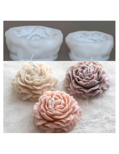 Juego de Moldes de Velas de Peonía Giliger - 2 Piezas 9x9x3.8 cm