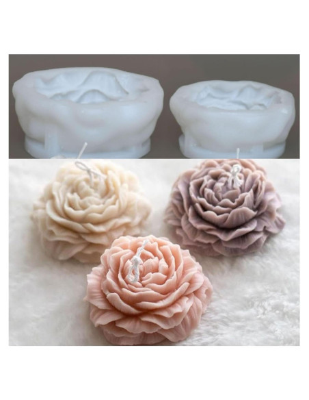 Juego de Moldes de Velas de Peonía Giliger - 2 Piezas 9x9x3.8 cm