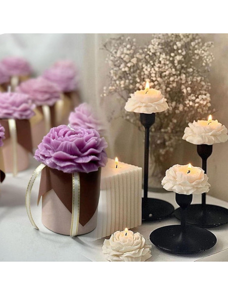 Juego de Moldes de Velas de Peonía Giliger - 2 Piezas 9x9x3.8 cm