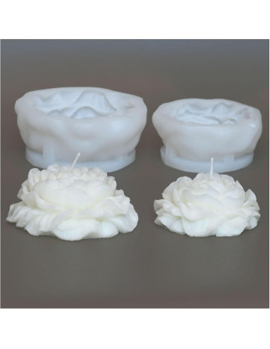 Juego de Moldes de Velas de Peonía Giliger - 2 Piezas 9x9x3.8 cm