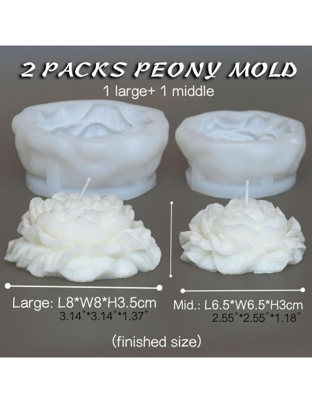 Juego de Moldes de Velas de Peonía Giliger - 2 Piezas 9x9x3.8 cm