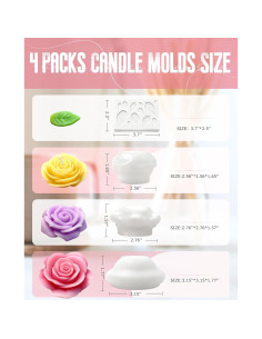 Set de 4 Moldes de Silicona para Flores Arxonis - Grande, Mediano, Pequeño y Hoja 2