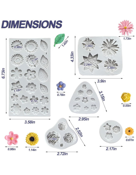 5 Moldes de Silicona para Chocolate Flores LLchunyun