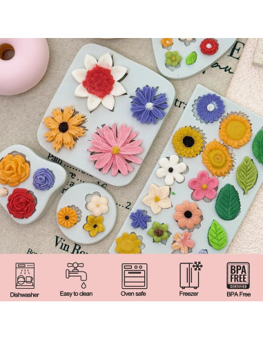 5 Moldes de Silicona para Chocolate Flores LLchunyun