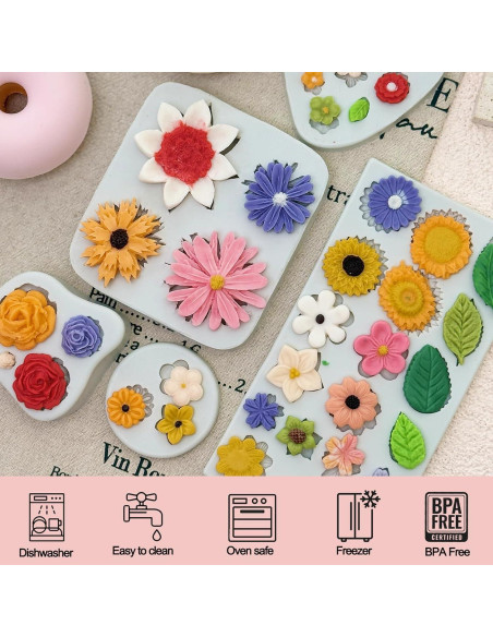 5 Moldes de Silicona para Chocolate Flores LLchunyun