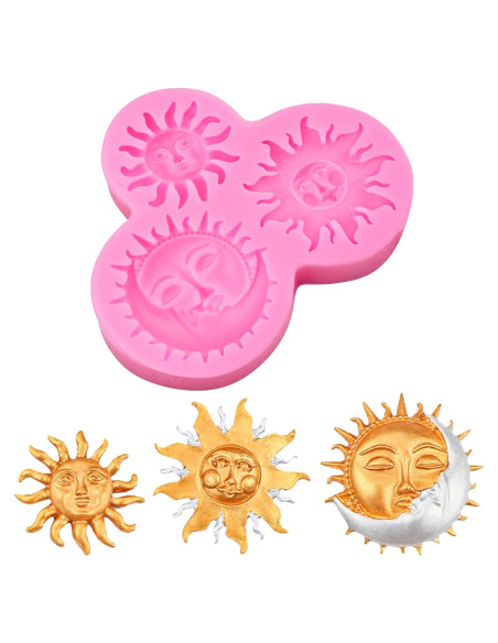 Molde de Silicona para Fondant Sol y Luna Heyiminy Rosa