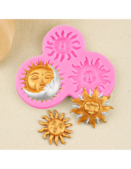 Molde de Silicona para Fondant Sol y Luna Heyiminy Rosa