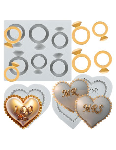 Set de 3 Moldes de Silicona Fondant Lingzhi Anillo y Corazón