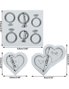 Set de 3 Moldes de Silicona Fondant Lingzhi Anillo y Corazón 2