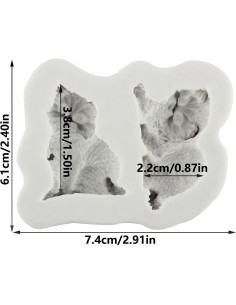 Molde de Silicona para Fondant de Gato QDMOLDS 1Pcs 6x7cm 2