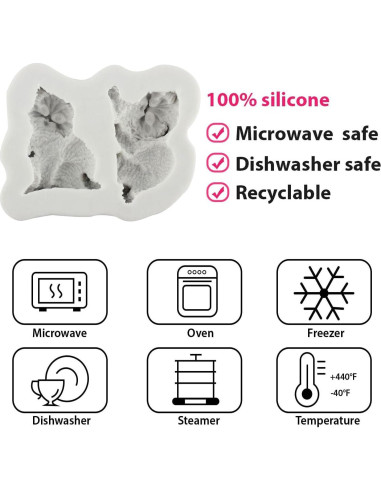 Molde de Silicona para Fondant de Gato QDMOLDS 1Pcs 6x7cm