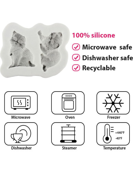 Molde de Silicona para Fondant de Gato QDMOLDS 1Pcs 6x7cm