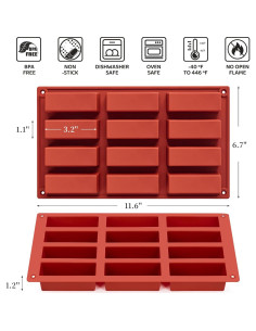 Moldes de Silicona CLUEWR para Barras de Granola - 12 Cavidades 2