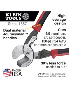 Cortador de Cable Klein Tools J63225N, Alto Apalancamiento 2