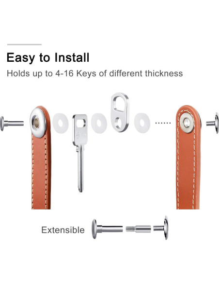2 Juegos Organizador de Llaves de Cuero Chinco Compacto 16 Llaves