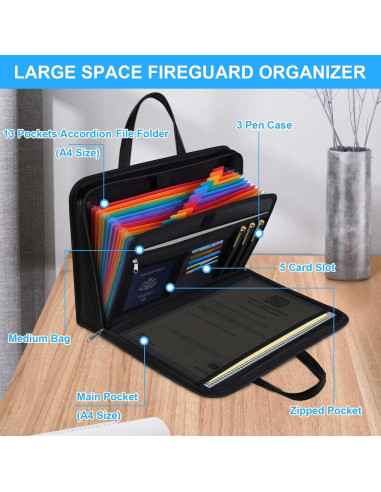 Organizador de Documentos a Prueba de Fuego QLYNUDO A4 13 Bolsillos