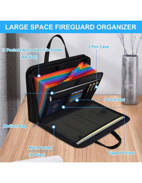 Organizador de Documentos a Prueba de Fuego QLYNUDO A4 13 Bolsillos