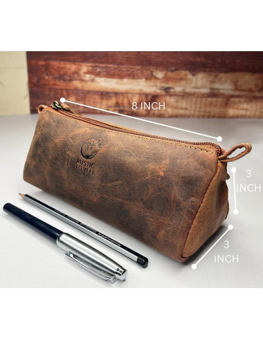 Estuche de Lápiz de Cuero Rustic Town - Retro 20.32x7.62cm