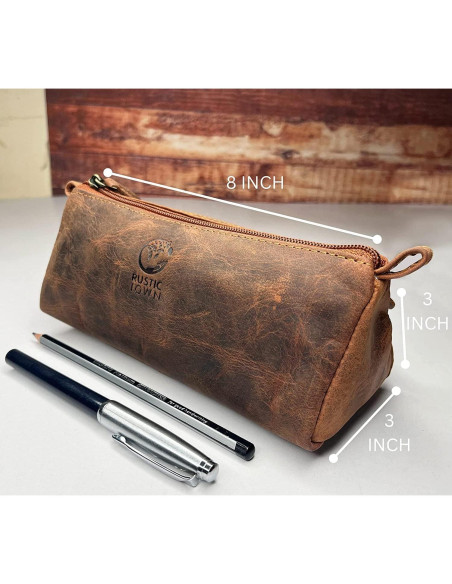 Estuche de Lápiz de Cuero Rustic Town - Retro 20.32x7.62cm