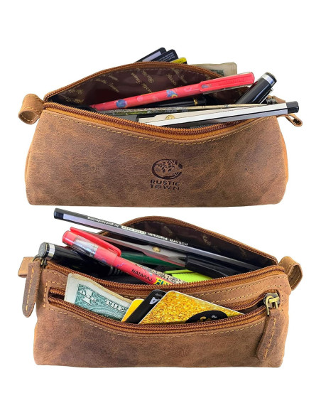 Estuche de Lápiz de Cuero Rustic Town - Retro 20.32x7.62cm