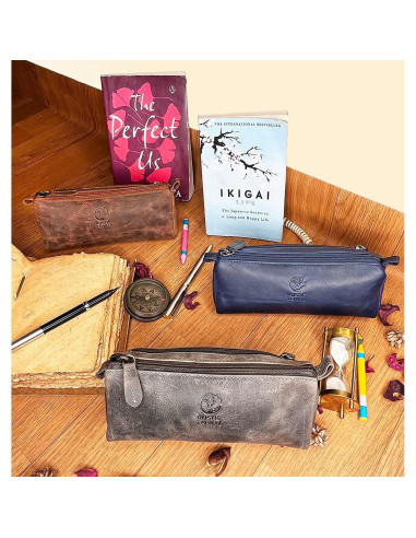 Estuche de Lápiz de Cuero Rustic Town - Retro 20.32x7.62cm