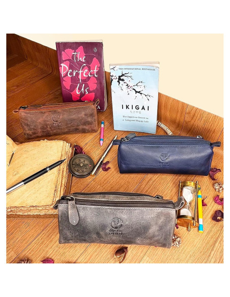 Estuche de Lápiz de Cuero Rustic Town - Retro 20.32x7.62cm