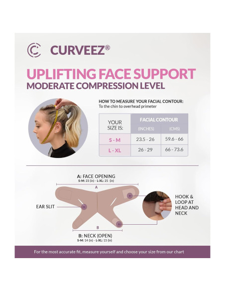 Faja Mentonera CURVEEZ Post Cirugía Facial Compresión Faja Mentonera CURVEEZ Post Cirugía Facial Compresión
