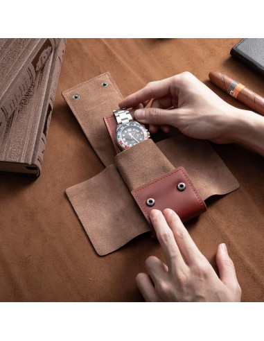 Funda de Reloj de Cuero KOSMCCO Marrón Portátil Vintage