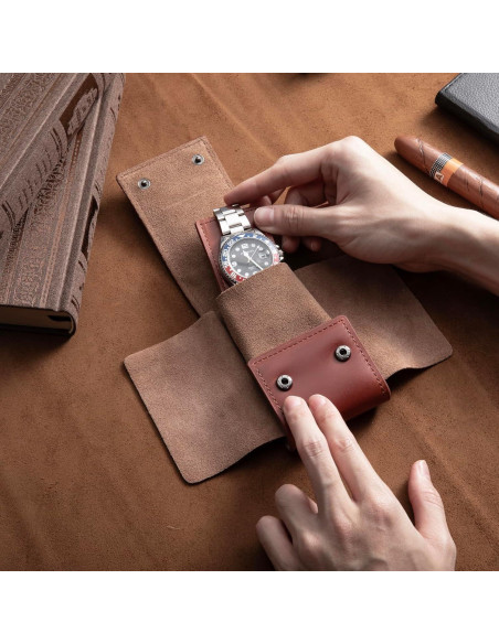 Funda de Reloj de Cuero KOSMCCO Marrón Portátil Vintage