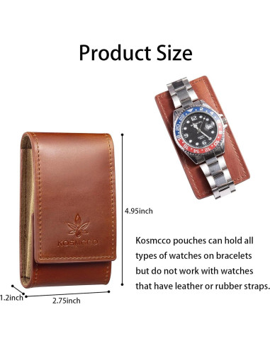 Funda de Reloj de Cuero KOSMCCO Marrón Portátil Vintage